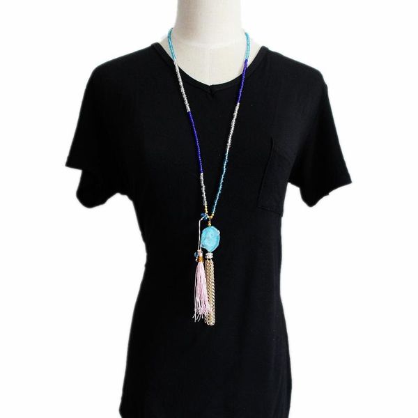 pendant necklaces cirgen fashion long glass beads chain rope + metal tassels nature stone crystal bijoux necklace women jewelry,d98, Silver
pendant necklaces cirgen fashion long glass beads chain rope + metal tassels nature stone crystal bijoux necklace women jewelry,d98, Silver