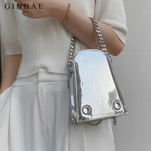 elegant sliver patent leather handbag for women thick metal chains shoulder bags female luxury glossy crossbody tote purses
elegant sliver patent leather handbag for women thick metal chains shoulder bags female luxury glossy crossbody tote purses