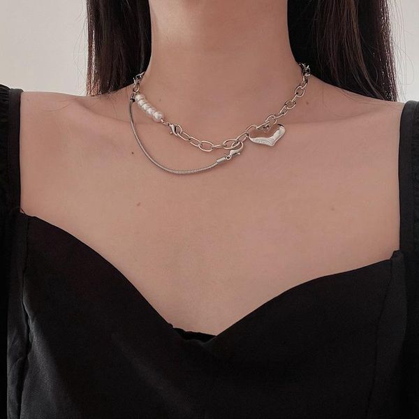 chains aomu 2021 trendy personality double layer imitation pearl chain heart pendant metal necklace for women girls fashion jewelry, Silver
chains aomu 2021 trendy personality double layer imitation pearl chain heart pendant metal necklace for women girls fashion jewelry, Silver
