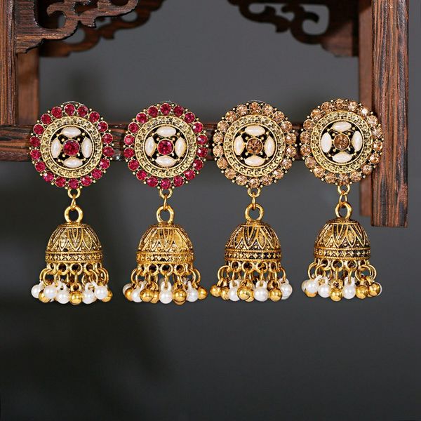 ethnic zircon round indian earrings for women classic pearl beads ladies wedding jhumki earrings hangers, Silver
ethnic zircon round indian earrings for women classic pearl beads ladies wedding jhumki earrings hangers, Silver