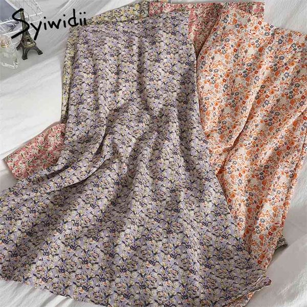 boho floral print chiffon skirt for women black elastic high waist spring summer white pink midi skirts 210607
boho floral print chiffon skirt for women black elastic high waist spring summer white pink midi skirts 210607