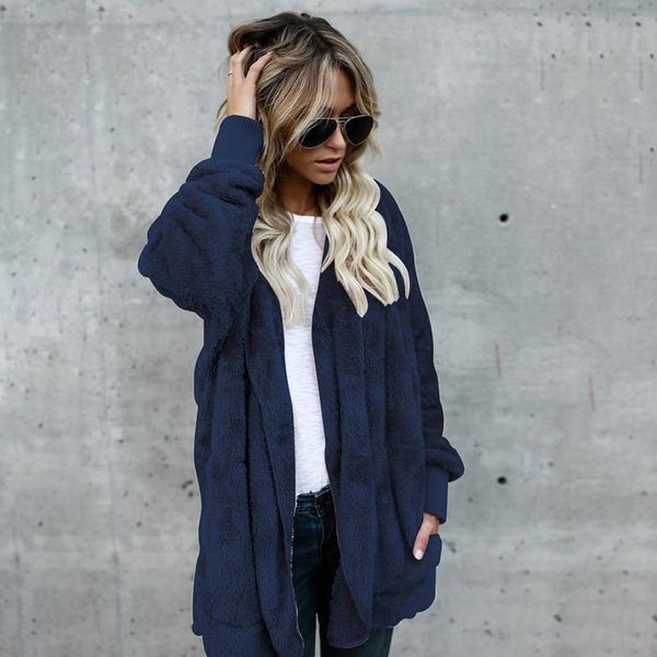 women's jackets elegant faux coat women autumn winter warm soft jacket female plush overcoat pocket casual teddy outwear, Black;brown
women's jackets elegant faux coat women autumn winter warm soft jacket female plush overcoat pocket casual teddy outwear, Black;brown