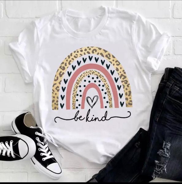 rainbow be kind print womens t shirt summer o neck femme loose tee graphic clothes ladies short sleeve, White
rainbow be kind print womens t shirt summer o neck femme loose tee graphic clothes ladies short sleeve, White