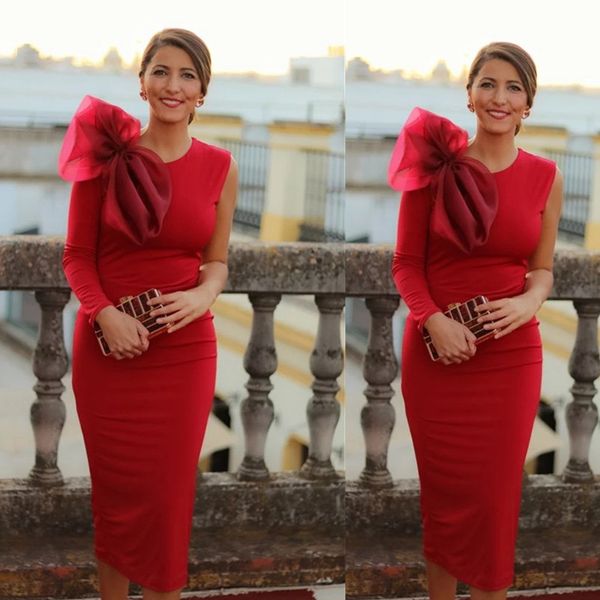 red mother of the bride dresses for wedding party gown 2022 with bow on single long sleeves v-neck simple tea length custom make, Black;red
red mother of the bride dresses for wedding party gown 2022 with bow on single long sleeves v-neck simple tea length custom make, Black;red
