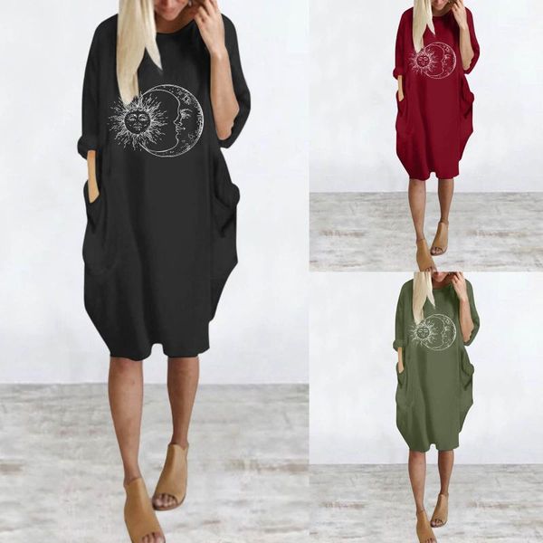 casual dresses womens midi dress sun print short sleeves round neck loose vintage party club streetwear vestidos robes femme #t1q, Black;gray
casual dresses womens midi dress sun print short sleeves round neck loose vintage party club streetwear vestidos robes femme #t1q, Black;gray