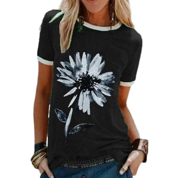 women's t-shirt women casual t shirt clothes short sleeve summer oversized t-shirts round neck solid flower printed female shirts, White
women's t-shirt women casual t shirt clothes short sleeve summer oversized t-shirts round neck solid flower printed female shirts, White