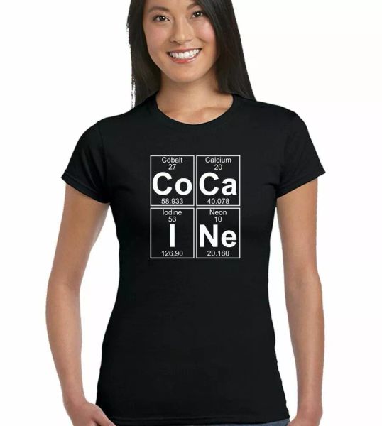 cocaine periodic table symbols - womens funny t-shirt drug humour science joke, White;black
cocaine periodic table symbols - womens funny t-shirt drug humour science joke, White;black