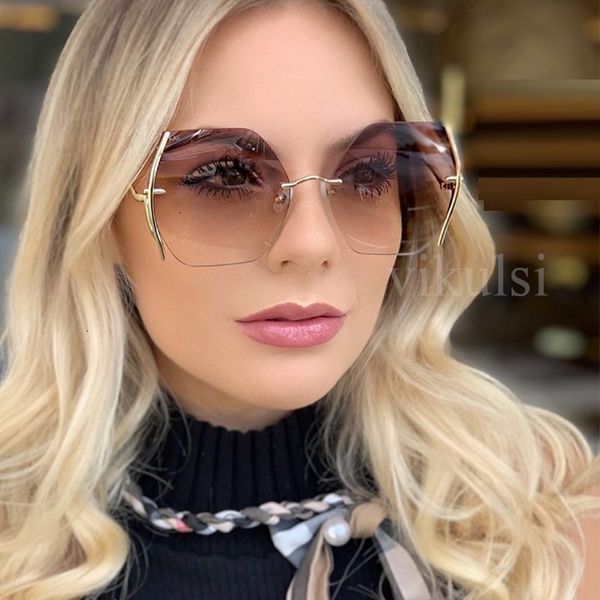 summer sunglasses luxury oversized women rimless gradient tea shades fashion cut polygon sun glasses female metal frame trend sunglass, White;black
summer sunglasses luxury oversized women rimless gradient tea shades fashion cut polygon sun glasses female metal frame trend sunglass, White;black