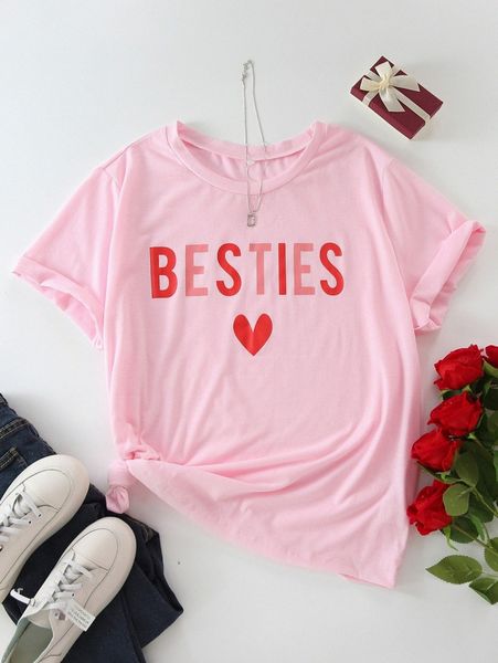 plus heart & letter graphic tee 04ww#, Black 
plus heart & letter graphic tee 04ww#, Black