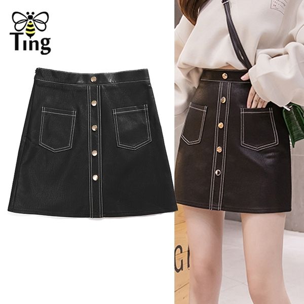 women casual skirt pu leather mini with pockets button a-line super s plus size 3xl streetwear 210513, Black
women casual skirt pu leather mini with pockets button a-line super s plus size 3xl streetwear 210513, Black