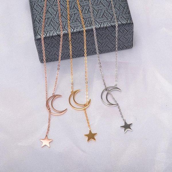 pendant necklaces yun ruo 2021 rose gold color fashion moon & star necklace titanium steel jewelry woman gift never fade quality, Silver
pendant necklaces yun ruo 2021 rose gold color fashion moon & star necklace titanium steel jewelry woman gift never fade quality, Silver