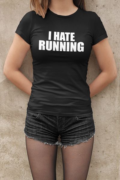 i hate running t shirt - ladies funny training tshirt fitness gym, White;black
i hate running t shirt - ladies funny training tshirt fitness gym, White;black