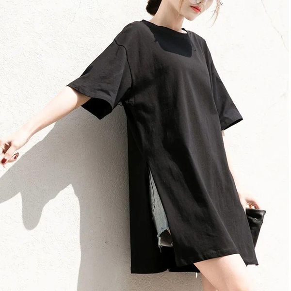 women's t-shirt pure color split short-sleeved summer style korean loose mid-length half-sleeved tide, White
women's t-shirt pure color split short-sleeved summer style korean loose mid-length half-sleeved tide, White