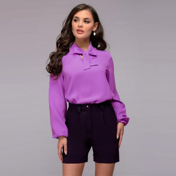 women blouse shirt elegant long sleeve with bow tie office lady wear female slim spring autumn pink purple women's blouses & shirts, White 
women blouse shirt elegant long sleeve with bow tie office lady wear female slim spring autumn pink purple women's blouses & shirts, White