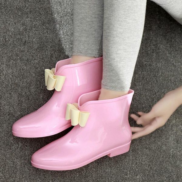 boots bowtie ankle rain women low heels non-slip glossy rainboots waterproof pvc woman water shoes round toe 635, Black
boots bowtie ankle rain women low heels non-slip glossy rainboots waterproof pvc woman water shoes round toe 635, Black