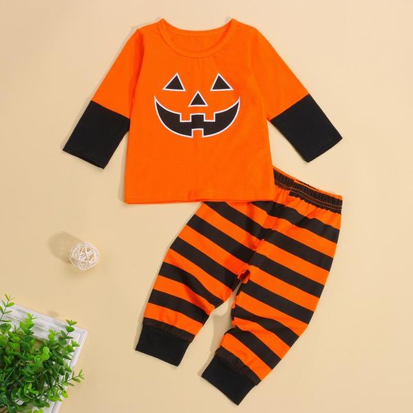clothing sets toddler baby 2pcs halloween outfits smile pumpkin print long sleeve + striped pants set, White
clothing sets toddler baby 2pcs halloween outfits smile pumpkin print long sleeve + striped pants set, White
