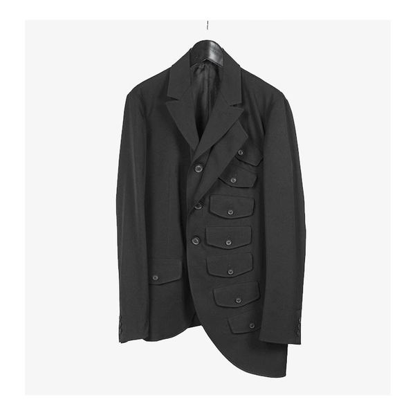men's suits & blazers multi-pocket irregular deconstruction casual suit asymmetrical loose original designer brand, White;black 
men's suits & blazers multi-pocket irregular deconstruction casual suit asymmetrical loose original designer brand, White;black