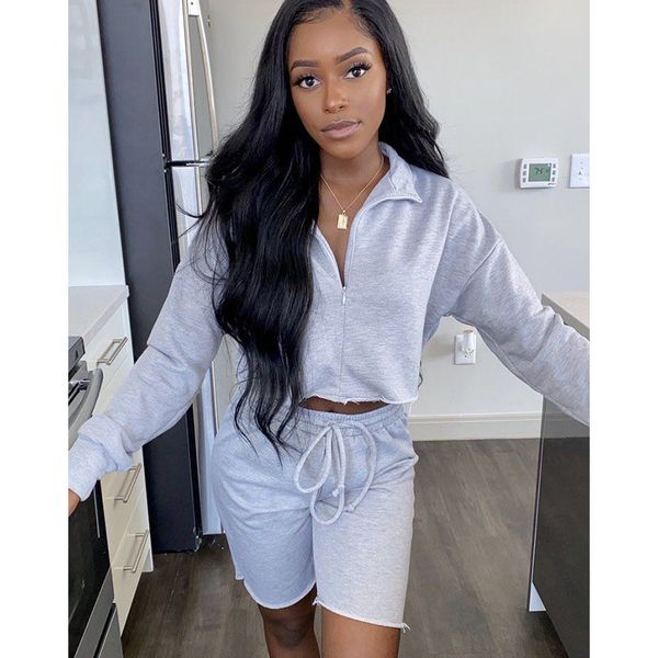 women's tracksuits european and american fall sports casual wear lap zipper loose long sleeve jacket shorts two suit v0xe, Gray
women's tracksuits european and american fall sports casual wear lap zipper loose long sleeve jacket shorts two suit v0xe, Gray