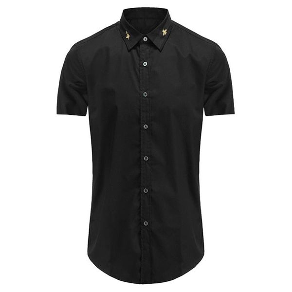 men's casual shirts 2021 luxury men classic embroidered bee snake ufo fashion cotton shirt short sleeves a71, White;black
men's casual shirts 2021 luxury men classic embroidered bee snake ufo fashion cotton shirt short sleeves a71, White;black