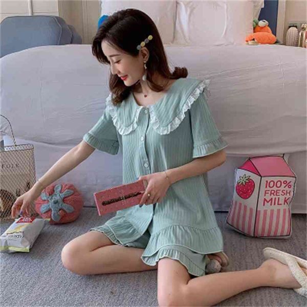 women's sleepwear cute cotton pajamas for women short sleeve shorts pijama set doll collar sweet girl's sleepwear casual student&#, Black;red
women's sleepwear cute cotton pajamas for women short sleeve shorts pijama set doll collar sweet girl's sleepwear casual student&#, Black;red