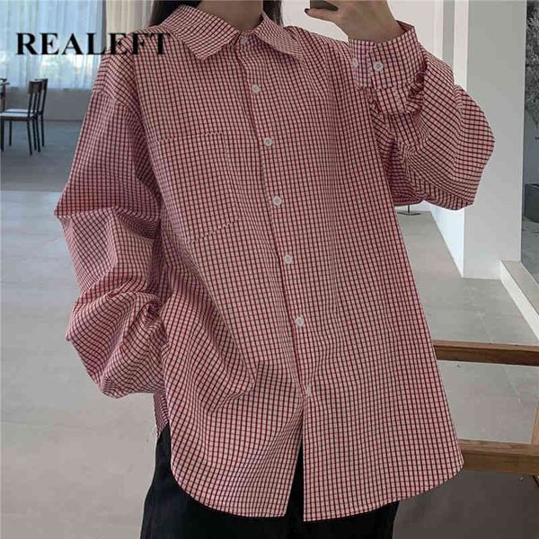 spring one pocket plaid vintage loose women's shirt female blouse button long sleeve korean style blouses 210428, White
spring one pocket plaid vintage loose women's shirt female blouse button long sleeve korean style blouses 210428, White