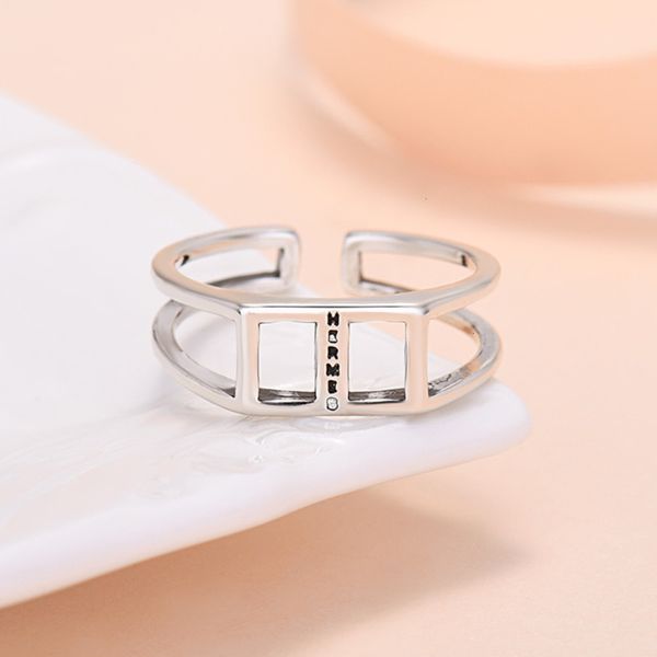 thai silver style japanese character women's net red fashion jewelry korean personalized geometric opening ring, Black
thai silver style japanese character women's net red fashion jewelry korean personalized geometric opening ring, Black