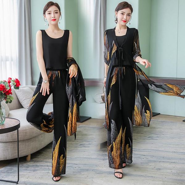 women's tracksuits summer elegant print ladies set tank open stitch cardigan+long wide leg pants 3 piece suit women holiday outfit spri, Gray
women's tracksuits summer elegant print ladies set tank open stitch cardigan+long wide leg pants 3 piece suit women holiday outfit spri, Gray