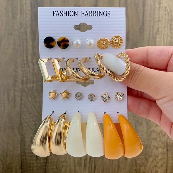 hoop & huggie 6pairs/set trendy big circle acrylic metal gold color earrings set for women girls vintage rhinestone earring jewelry gifts, Golden;silver
hoop & huggie 6pairs/set trendy big circle acrylic metal gold color earrings set for women girls vintage rhinestone earring jewelry gifts, Golden;silver