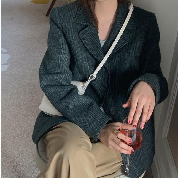 women's wool & blends zcsmll korean chic french classic vintage long sleeve loose blazers green wild casual retro plaid suit jacket wom, Black
women's wool & blends zcsmll korean chic french classic vintage long sleeve loose blazers green wild casual retro plaid suit jacket wom, Black