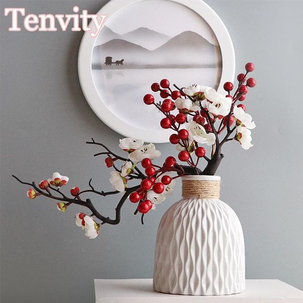 decorative flowers & wreaths cherry red plum blossom silk artificial plastic branch for home wedding diy decoration foam christmas berry fak 
decorative flowers & wreaths cherry red plum blossom silk artificial plastic branch for home wedding diy decoration foam christmas berry fak