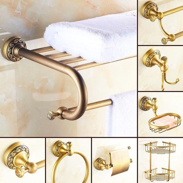 european bronze antique towel rack set bathroom hardware pendant retro shelf for products bath accessory
european bronze antique towel rack set bathroom hardware pendant retro shelf for products bath accessory