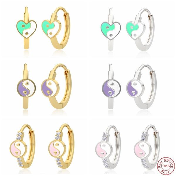 hoop & huggie cute enamel earrings genuine 925 sterling silver colorful yinyang pattern earring for women dripping oil pendientes brincos, Golden;silver
hoop & huggie cute enamel earrings genuine 925 sterling silver colorful yinyang pattern earring for women dripping oil pendientes brincos, Golden;silver