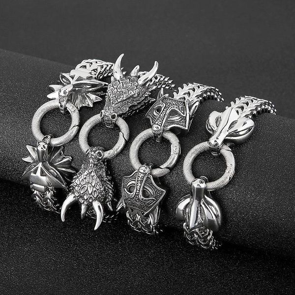 link, chain fashion domineering viking double-headed stainless steel metal braided bracelet men's punk hip-hop jewelry gift, Black
link, chain fashion domineering viking double-headed stainless steel metal braided bracelet men's punk hip-hop jewelry gift, Black