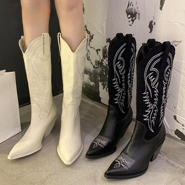 boots women cowboy pointed toe women's shoes embossing pu leather knee-high chunky wedges drop, Black
boots women cowboy pointed toe women's shoes embossing pu leather knee-high chunky wedges drop, Black