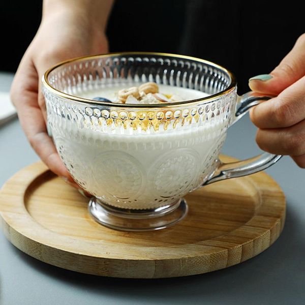 wine glasses breakfast household glass water cup retro embossed sunflower milk with handle printing oatmeal kitchen accessories
wine glasses breakfast household glass water cup retro embossed sunflower milk with handle printing oatmeal kitchen accessories