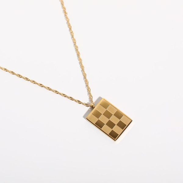 pendant necklaces niche designer retro checkerboard necklace stainless steel square lattice sweater chain, Silver
pendant necklaces niche designer retro checkerboard necklace stainless steel square lattice sweater chain, Silver