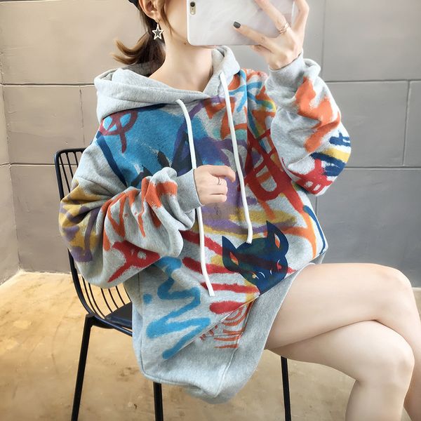 autumn and winter 2021 new korean loose large cartoon graffiti print thickened plush drawstring hoodie women's fashion, Blue;black
autumn and winter 2021 new korean loose large cartoon graffiti print thickened plush drawstring hoodie women's fashion, Blue;black