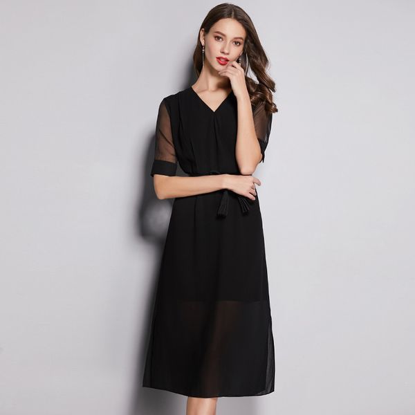 big yards dresses temperament celebrity long summer women's korean chiffon split bla slim
big yards dresses temperament celebrity long summer women's korean chiffon split bla slim