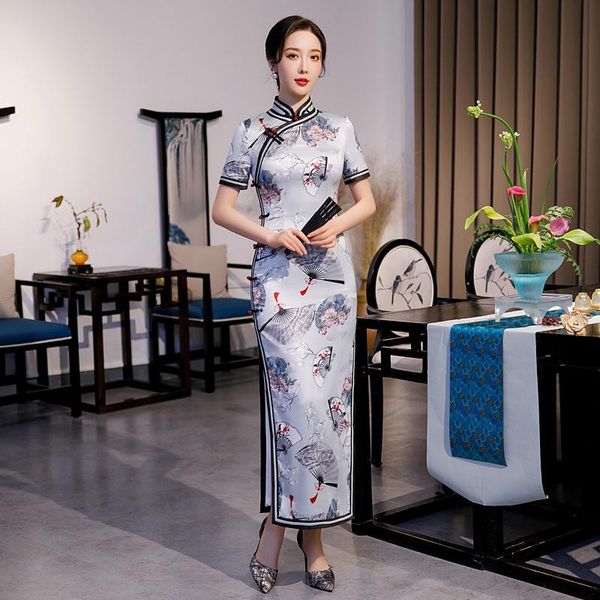 long hight split women cheongsam straight dress print fan daily banquet party qipao skirt mother gown oversize ethnic clothing, Red
long hight split women cheongsam straight dress print fan daily banquet party qipao skirt mother gown oversize ethnic clothing, Red
