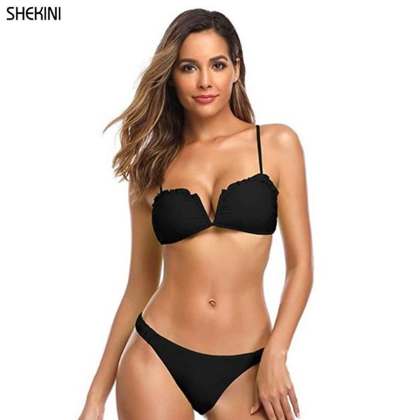 women's swimwear shekini v-wired lace up bikini set low waist two piece swimsuit beach bathing suit swimsuits, White;black
women's swimwear shekini v-wired lace up bikini set low waist two piece swimsuit beach bathing suit swimsuits, White;black