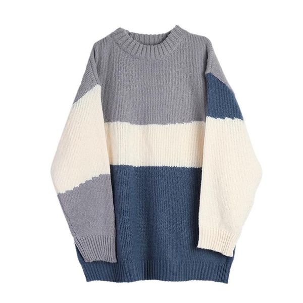men's sweaters wear sweater 2021 autumn winter loose stripe all-match korean style vintage oversize kintted round collar pullover, White;black
men's sweaters wear sweater 2021 autumn winter loose stripe all-match korean style vintage oversize kintted round collar pullover, White;black