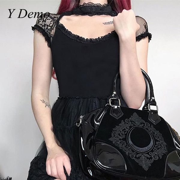 demo gothic punk lace sleeve crop women skinny casual o-neck short t-shirt female fashion 2021 women's, White
demo gothic punk lace sleeve crop women skinny casual o-neck short t-shirt female fashion 2021 women's, White
