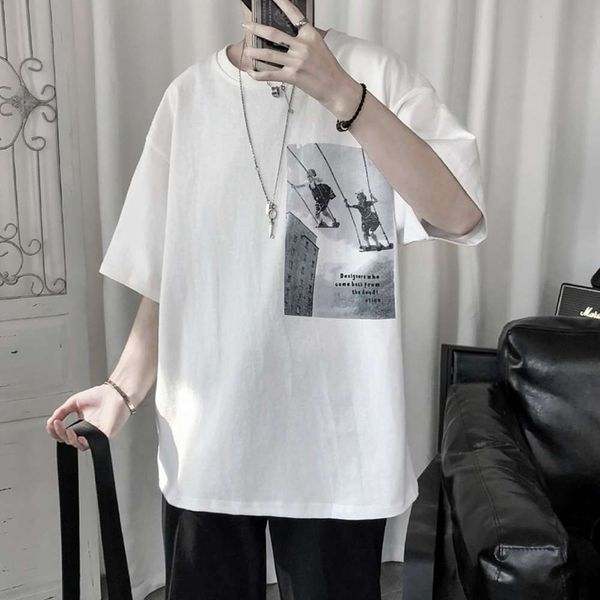 t-shirt men's short sleeve korean fashion versatile ins harajuku style loose handsome trendy student half, White;black
t-shirt men's short sleeve korean fashion versatile ins harajuku style loose handsome trendy student half, White;black