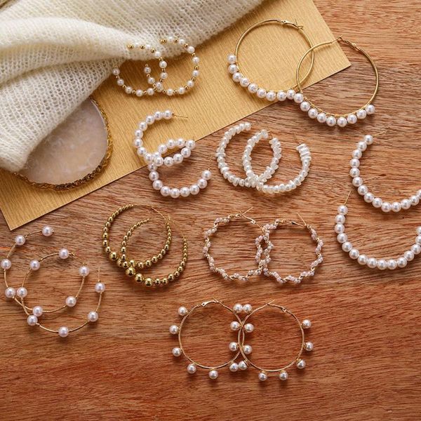 hoop & huggie simple plain gold color metal pearl earrings fashion big circle hoops statement for women party jewelry, Golden;silver
hoop & huggie simple plain gold color metal pearl earrings fashion big circle hoops statement for women party jewelry, Golden;silver
