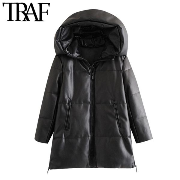 traf women fashion thick warm winter faux leather parkas coat vintage hooded long sleeve female outerwear chic overcoat 210415, Black
traf women fashion thick warm winter faux leather parkas coat vintage hooded long sleeve female outerwear chic overcoat 210415, Black