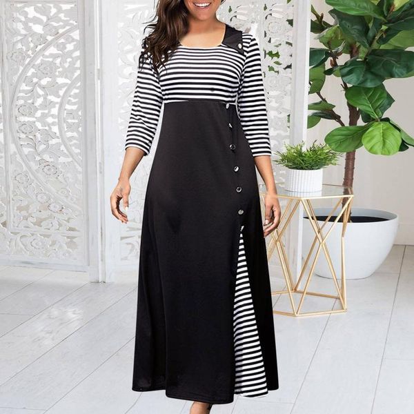 casual dresses s-5xl women's irregular plaid maxi dress round neck contrast button long party girl clothes, Black;gray
casual dresses s-5xl women's irregular plaid maxi dress round neck contrast button long party girl clothes, Black;gray