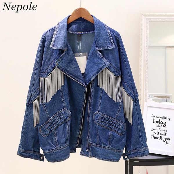 women's jackets neploe 2021 spring autumn cool girl fashion outwear metal tassel women denim jacket zipper breasted casual loose chic c, Black;brown
women's jackets neploe 2021 spring autumn cool girl fashion outwear metal tassel women denim jacket zipper breasted casual loose chic c, Black;brown