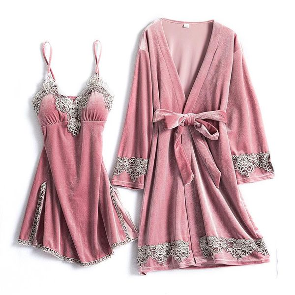 women's sleepwear lady nightgown 2pcs robe set velvet nighty& bathrobe lace casual kimono gown intimate lingerie autumn home wear, Black;red
women's sleepwear lady nightgown 2pcs robe set velvet nighty& bathrobe lace casual kimono gown intimate lingerie autumn home wear, Black;red