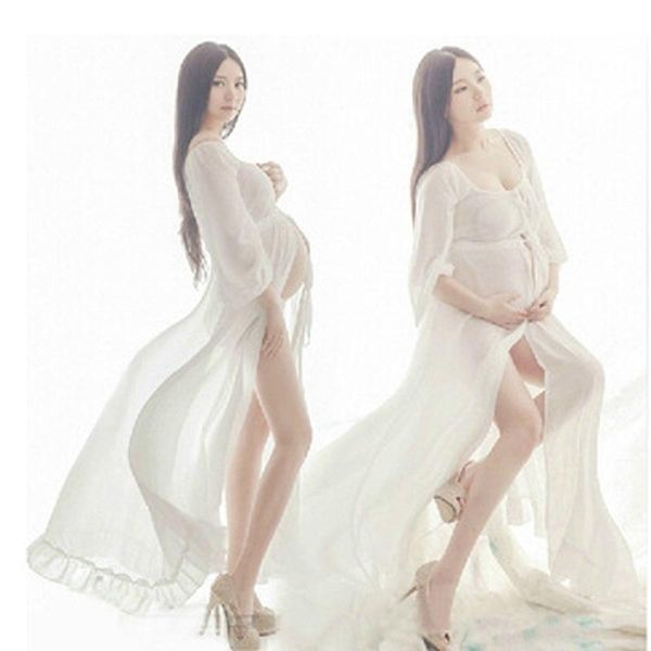 maternity dresses for po shoot women dress fashion pography props long chiffon q112, White
