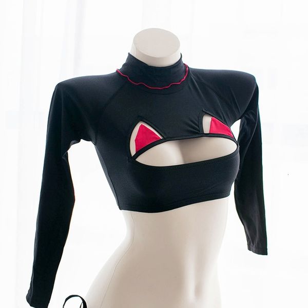 japanese cute devil women turtleneck open chest female cosplay crop short high collar long sleeve tee shirt, White
japanese cute devil women turtleneck open chest female cosplay crop short high collar long sleeve tee shirt, White